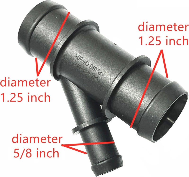 FEEDUN 1C0121087E,1.25"-5/8",Radiator Coolant Hose 3 Way Connector,Heater Y-Joint Diverter,Water Pipe Splitter Kit for Audi Q5/A3/S3/A4/A5/RS3,for Volkswagen Jetta/Passat/Arteon/Atlas/Touareg/GTI,32mm,0.63in - Image 2